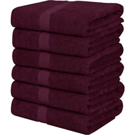 Utopia Towels [6 Pack Bath Towel Set，100% Ring Spun Cotton (24 x 48 Inches) Medium Lightweight and Highly Absorbent Quick Drying Towels，Premium Towels for Hotel，Spa and Bathroom (Burgundy) (UT0573)