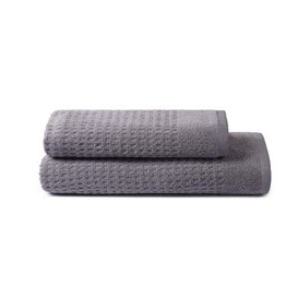 SWEET HOME - Set of Towels 1+1 Waffle composed of Guest 40x50 cm + Face 50x100 cm, in Pure Cotton Zero Twist, OEKO-TEX certified - Frost Gray