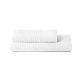 SWEET HOME - 1+1 Set of Guest Towels 40 x 50 cm + Face 50 x 100 cm, Pure Cotton Zero Twist, Oeko-Tex Certified - White