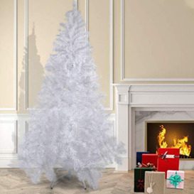 Uten 7ft White Artificial Christmas Tree Xmas Pine Tree Holiday Decoration with Solid Metal Legs Indoor Outdoor 2.1M