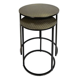 ASPECT Round Nest of 2 Table, Metal, Antique Brass/Black, 40 Dia x 55(H) cm