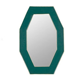 Paoletti Framed Octagonal Wall Mirror, Teal, 39 x 59 x 2cm