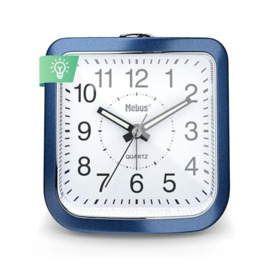 Mebus 26158 Quartz Clock Silent Non Ticking Luminous Hands Snooze Alarm Button Illumination Blue, BxHxT: 8,8x8,3x4,2 cm