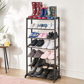OHS Shoe Rack Storage Tall Narrow Compact Space for Bedroom Inside Wardrobe Hallway Closet Organiser Easy Assembly, 7 Tier - 21 Pairs - Black
