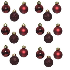 30mm/12Pcs Christmas Baubles Shatterproof Burgundy, Christmas Tree Decorations Ball Ornaments Balls Xmas Hanging Decorations Holiday Decor - Shiny,Matte,Glitter
