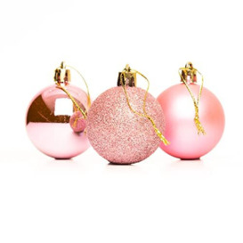 60mm/6Pcs Christmas Baubles Shatterproof Pale Pink, Christmas Tree Decorations Ball Ornaments Balls Xmas Hanging Decorations Holiday Decor - Shiny,Matte,Glitter