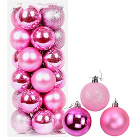 60mm/6Pcs Christmas Baubles Shatterproof Pink, Christmas Tree Decorations Ball Ornaments Balls Xmas Hanging Decorations Holiday Decor - Shiny,Matte,Glitter