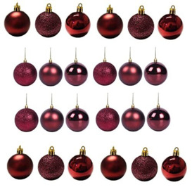 60mm/18Pcs Christmas Baubles Shatterproof Burgundy, Christmas Tree Decorations Ball Ornaments Balls Xmas Hanging Decorations Holiday Decor - Shiny,Matte,Glitter