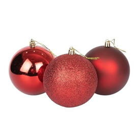 10cm/6Pcs Christmas Baubles Shatterproof Burgundy, Christmas Tree Decorations Ball Ornaments Balls Xmas Hanging Decorations Holiday Decor - Shiny,Matte,Glitter