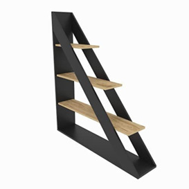 DECOROTIKA - Pisagor Geometric Corner Bookcase, Bookshelf, Shelving Unit, Display Unit, Unique Design (Black and Oud Pattern)