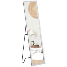 HOMCOM Full Length Mirror Free Standing Mirror Dressing Mirror with PS Frame Modern Wall Mirror for Living Room and Bedroom 34 x 144cm, Silver