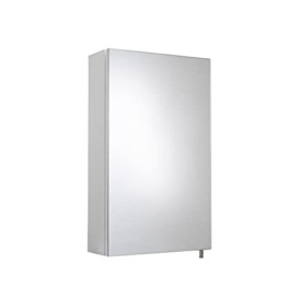 Croydex Cullen White Steel Bathroom Mirror Cabinet, Single Door Cabinet with Adjustable Internal Shelf, Pre-Assembled & All Hardware Included, Help 'n' Hang Single Person Easy Installation, 52x30x12cm
