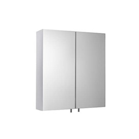 Croydex Cullen Double Door White Steel Bathroom Mirror Cabinet, Smudge-Free Pin Handles, Adjustable Internal Shelf, Easy & Quick Installation, Bathroom Wall Cabinet, Supplied Pre-Assembled, 12x45x52cm