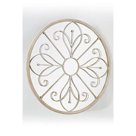 MirrorOutlet Large Orchid Metal Circular Shabby Chic Decorative Wall Mirror Cream 90cm X 90cm