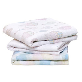 aden + anais Boutique Musy Squares, 100% Organic Cotton Muslin, Lightweight and Beathable Diaper Bag Essential, 3 Pack, Above The Clouds