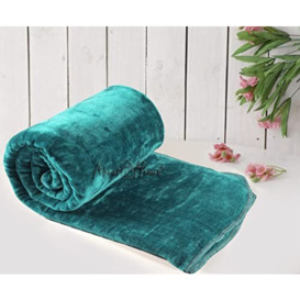 About Home DELUXE Faux Fur Mink Blanket/Throw over- Soft & Cozy - Perfect for snuggling on the Couch (150x200 cm, TEAL)