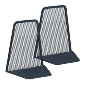 Relaxdays Set of 2 Bookends, 14 x 12.5 x 9 cm, Modern Mesh Design, for Books and Folders, Dividers, Metal, Anthracite