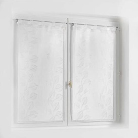 Douceur d'Intérieur Edenia Straight Tab Top Curtain, Sand Embroidered, White, 2 x 60 x 160 cm