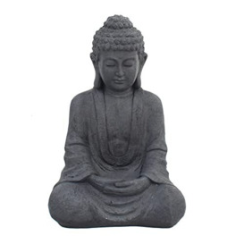 Solstice Sculptures Buddha Garden Statue, Fibre-Clay, Charcoal, 61cm