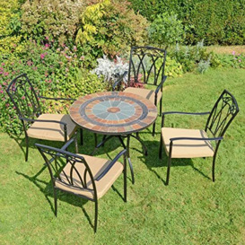 Exclusive Garden VILLENA Garden Table with Ascot Chair, Natural Stone, Green, Brown, 91cm