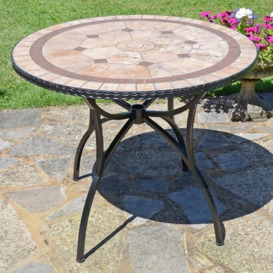 Exclusive Garden Richmond Garden Table, Ceramic Tile, Terracotta, Brown, 91cm
