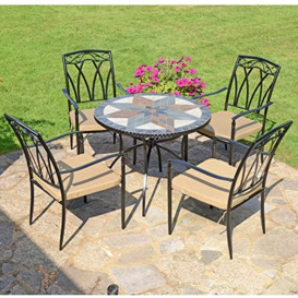 Exclusive Garden MONTILLA Garden Table with Ascot Chair, Natural Stone, Green, Brown, 91cm