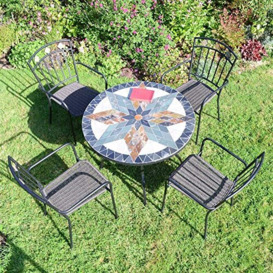 Exclusive Garden MONTILLA Garden Table with Malaga Chair, Natural Stone, Green, Brown, 91cm