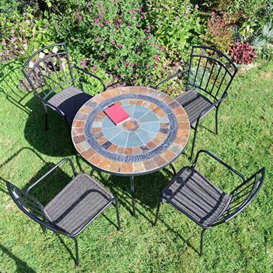 Exclusive Garden VILLENA Garden Table with Malaga Chair, Natural Stone, Green, Brown, 91cm