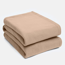 Dreamscene Warm Polar Fleece Throw Over Soft Sofa Bed Blanket Bedspread, Plain Mink - Beige - 200 x 240 cm