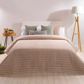 Sancarlos Herbal Bouti Bedspread, Reversible, 100% Cotton, Linen Colour (105 Bed)