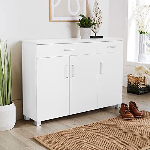 Home Source Large Wide Cabinet Storage, Door Drawer Cupboard