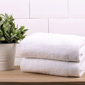 Drift Home 2 Pack White Hand Towels (50 x 90cm) - 100% Eco Sustainable Cotton - Guest Towels, Head Towels, Beach Towels, Bathroom Accessory - Abode Eco Collection
