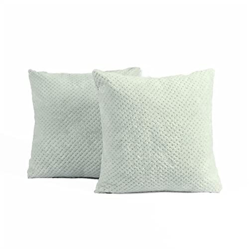 "Brentfords Waffle Fleece Cushion Covers Set of 2 Plush Scatter Home Decor Pack 45 x 45 cm, 18"" x 18"" - Duck Egg Blue"