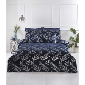 Rapport Home Luxury Como Filled Cushion (43x43) Navy for Bed Sofa Living Room with foil floral design