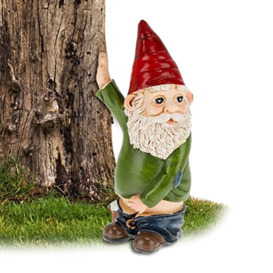 Relaxdays Peeing Gnome, Rude Figurine, Weatherproof, Frost Resistant, Garden Statue, Polyresin, Multicoloured, Resin, 10 x 5 x 4 cm