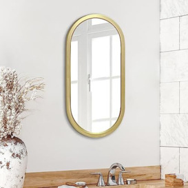 Americanflat 30x61 cm Gold Oval Mirror - Framed Oval Bathroom Mirror, Living Room, Bedroom - Oval Vanity Mirror with Vertical Mount - Modern Rounded Frame