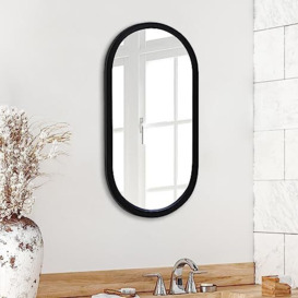 Americanflat 30x60 cm Black Framed Oval Mirror - Oval Bathroom Mirror - Black Mirror for Living Room and Bedroom - Wall Mirror with Modern Rounded Frame and Hanging Hardware