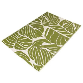 Dreamscene Palm Tree Leaf Outdoor Garden Tropical Rug Area Floor Large Mat Reversible Weather Water Proof Easy Clean Decking Lawn Patio Carpet - Green White - 120 x 170cm