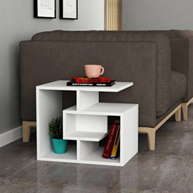 HOCUS PICUS Square Coffee Table Tea Table for Lounge Modern Design Centre Table with Multiple Storage Shelves FOR Living Room Office 45(H)x40(D)x54(W)cm (White)