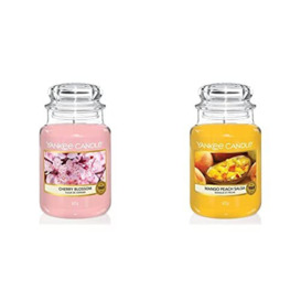 Yankee Candle Scented Candle - Cherry Blossom Large Jar Candle - Long Burning Candles: up to 150 Hours & Scented Candle, Mango Peach Salsa Large Jar Candle