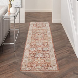 NOURISON Traditional Living Room Area Rug Ivory Easy Clean Carpet - 310cm x 69cm