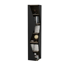 DECOROTIKA - Arrow 6-tier Unique Design Corner Bookcase Bookshelf Shelving Unit (Black and Oud Pattern)
