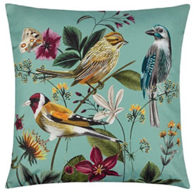 Wylder Nature Midnight Garden Birds Outdoor Cushion Cover, Aqua, 43 x 43cm