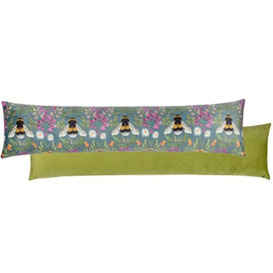 Wylder Nature House of Bloom Zinnia Bee Draught Excluder Cover, Blue, 92 x 20cm
