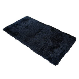 Sienna Large 120 x 170 cm Shaggy Floor Rug Plain Soft 5cm Thick Area Mat Non-Shed Pile - Navy Blue