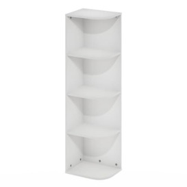 Furinno Pasir 4-Tier Corner Open Shelf Bookcase, White