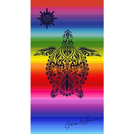 Miracle Home. Rainbow Turtle Cotton Towel 100% Egyptian Cotton, 90 x 165, Multicoloured, 12008