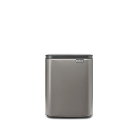Brabantia - Bo Waste Bin 7L - Small & Stylish Rubbish Bin - Easy Open and Soft Closing Lid - Hygienic & Space Efficient - Wall Mountable - for Bathroom, Toilet, Home Office - Platinum