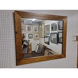 Modec Mirrors 70mm MEDIUM OAK STAINED SOLID PINE PLAIN GLASS SQUARE WALL MIRROR. 29” x 29” (74cm x 74cm)