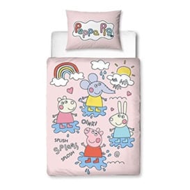 Character World Peppa Pig Official Toddler Cot Bed Duvet Cover Set - Playful Design Reversible 2 Sided Junior Bedding Including Matching Pillow Case - Polycotton